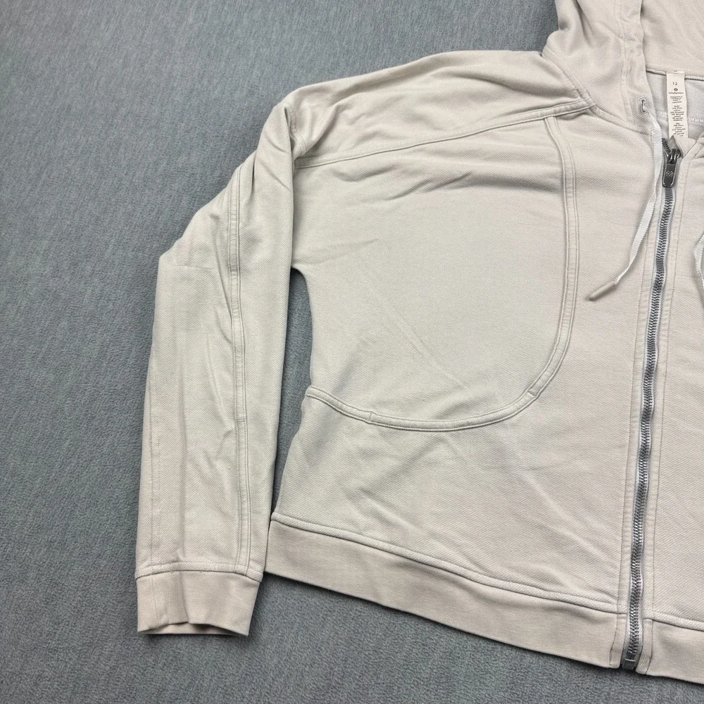 Lululemon Next Move Jacket‎ Hoodie Womens 12 Beige Full Zip Sweatshirt W4APOS